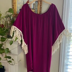 Lilly Pulitzer Magenta Dress with Cream Fringe